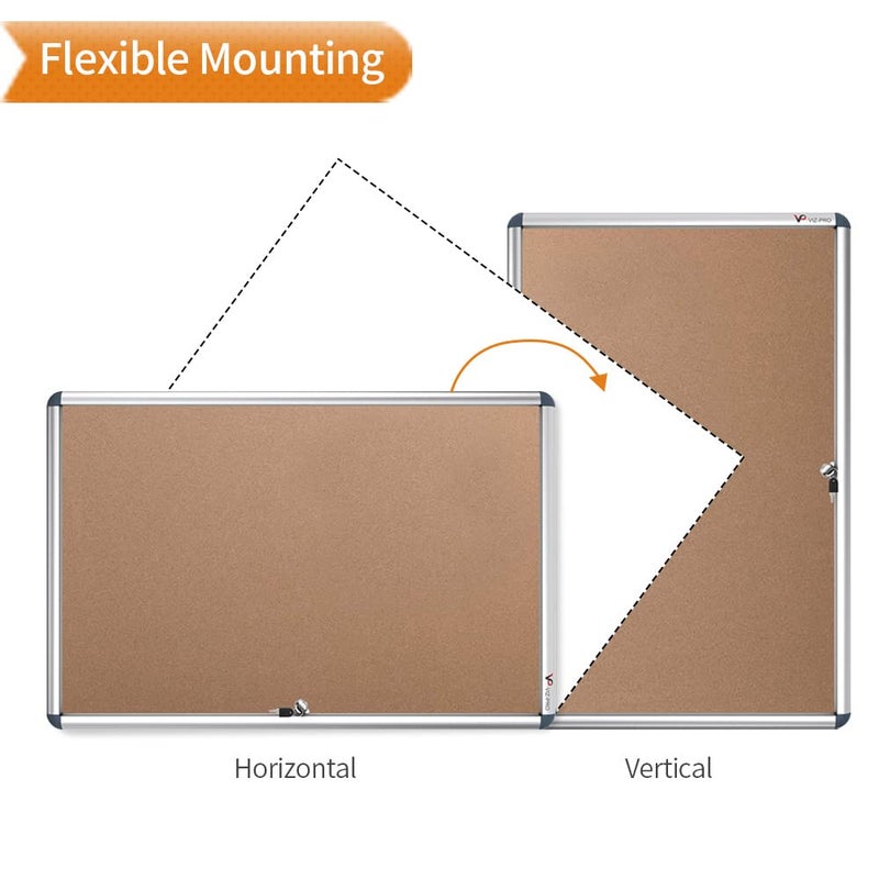 VIZ-PRO Tamperproof Lockable Cork Noticeboard Class 1 Aluminium Framed 36x24 Inches - Image 5